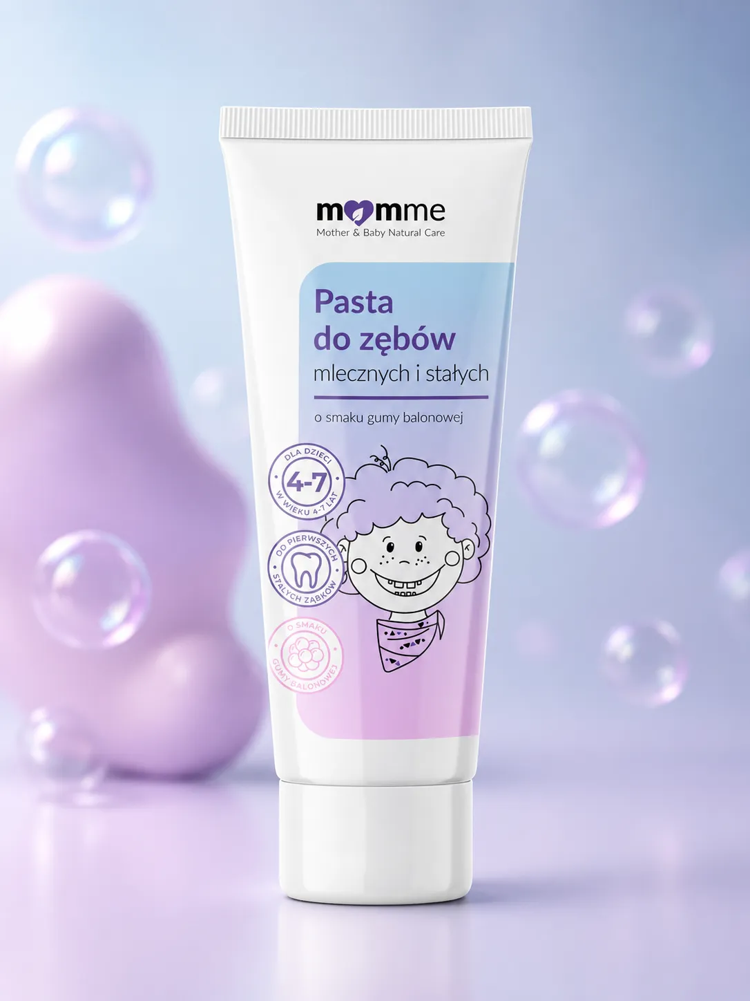 MomMe tannkrem for melke- og permanente tenner med tyggegummi smak
